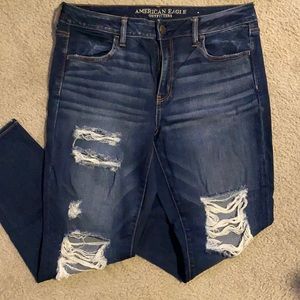 AE size 14 distressed skinny jeans